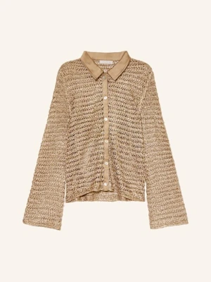 Guess Bluzka Z Dzianiny Bella Z Cekinami beige