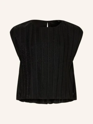 Guess Bluzka Z Plisami I Brokatową Nicią schwarz