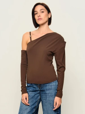 GUESS Bluzka Zanita | Slim Fit brązowy