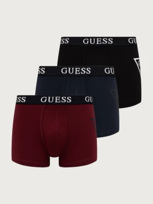 Guess bokserki męskie z bawełną 3-pack bordowy