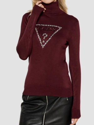 GUESS Bordowy damski golf Triangle Logo