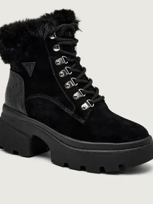 Guess Botki na słupku YARELI | shearling | zamsz