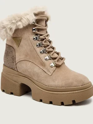 Guess Botki na słupku YARELI | shearling | zamsz