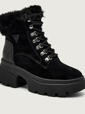 Guess Botki na słupku YARELI | shearling | zamsz