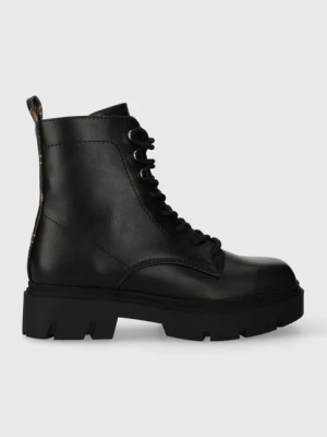 Guess botki RAMSAY damskie kolor czarny na płaskim obcasie FL8RMY ELE10