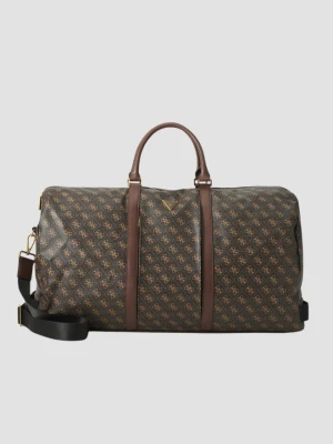 GUESS Brązowa męska logowana torba podróżna Pisa Double