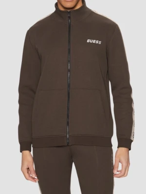 GUESS Brązowa męska rozpinana bluza z lampasami Mickey, Rozmiar XL