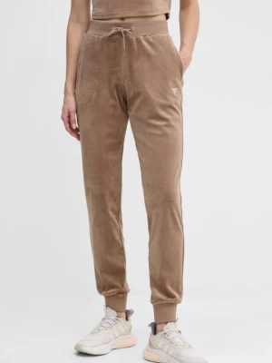 GUESS Brązowe damskie spodnie welurowe Couture