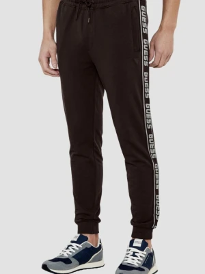 GUESS Brązowe męskie spodnie dresowe z lampasami New Arlo, Rozmiar L