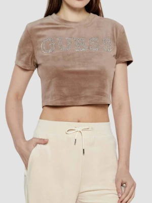 GUESS Brązowy damski top Couture Tee, Rozmiar L