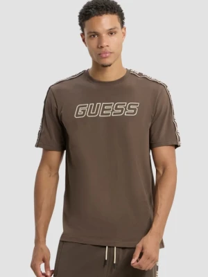 GUESS Brązowy męski t-shirt Arlo