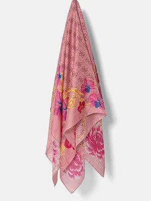 Guess chusta jedwabna FOULARD kolor różowy wzorzysta AW5272 SIL13