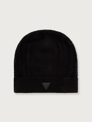 Guess czapka beanie męska z wełną czarny