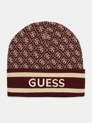 Guess czapka SEVYN bordowy