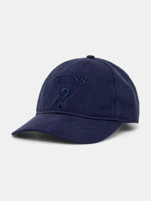 Guess czapka z daszkiem bawełniana EMBROIDERED kolor granatowy z aplikacją M5RZ11 WO07T