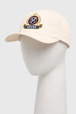 Guess czapka z daszkiem bawełniana kolor beżowy z aplikacją M4RZ09 WF8V0