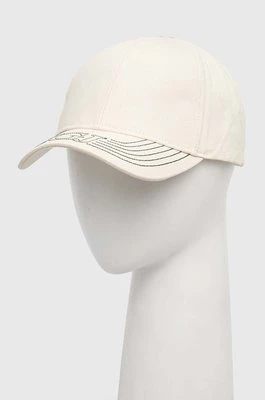 Guess czapka z daszkiem bawełniana kolor beżowy z aplikacją V4RZ02 WFKN0