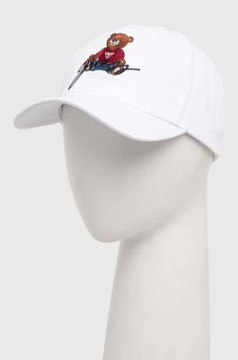 Guess czapka z daszkiem bawełniana BEAR kolor biały z aplikacją M4RZ20 WF8V0