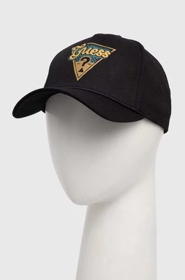 Guess czapka z daszkiem bawełniana kolor czarny z nadrukiem M4RZ22 WF8V0