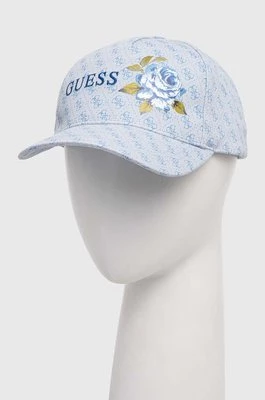 Guess czapka z daszkiem bawełniana DENISE kolor niebieski wzorzysta W4RZ05 WO080