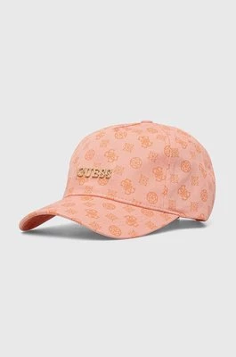 Guess czapka z daszkiem bawełniana PEONY kolor różowy wzorzysta V4GZ01 WFKN0