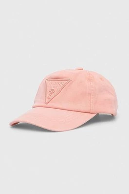 Guess czapka z daszkiem bawełniana INES kolor różowy z aplikacją W4GZ18 WO07T