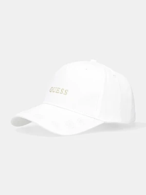 Guess czapka z daszkiem bawełniana PEONY kolor biały V5YZ01 WFKN0