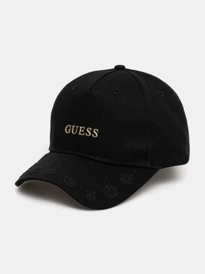 Guess czapka z daszkiem bawełniana PEONY kolor czarny V5YZ01 WFKN0