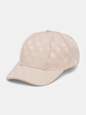 Guess czapka z daszkiem damska kolor beżowy wzorzysta AW5282 POL01