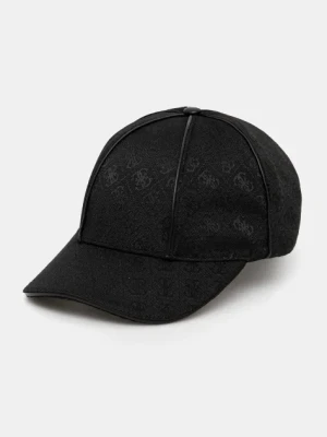 Guess czapka z daszkiem damska kolor czarny wzorzysta AW5282 POL01