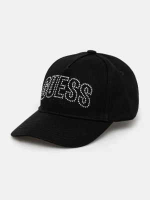 Guess czapka z daszkiem INES damska kolor czarny gładka W5GZ15 WEGD0