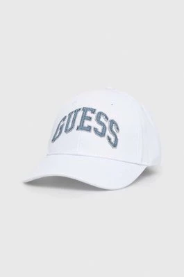 Guess czapka z daszkiem kolor biały z aplikacją
