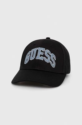 Guess czapka z daszkiem kolor czarny z aplikacją