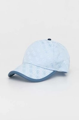 Guess czapka z daszkiem kolor niebieski wzorzysta AW9497 POL01