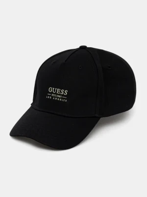 Guess czapka z daszkiem LONDON męska kolor czarny z aplikacją AM9522 POL01