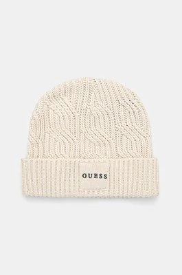 Guess czapka z domieszką wełny CABLE BEANIE kolor beżowy z grubej dzianiny M4BZ10.Z3HD1