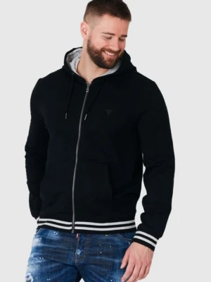 GUESS Czarna bluza męska z kapturem na zamek, Rozmiar S