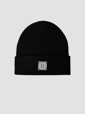 GUESS Czarna czapka Branded Beanie Washed