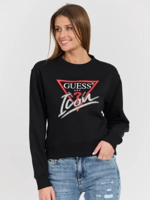 Zdjęcie produktu GUESS Czarna damska bluza Icon z dużym logo