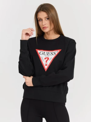 GUESS Czarna damska bluza z dużym logo Original Fleece