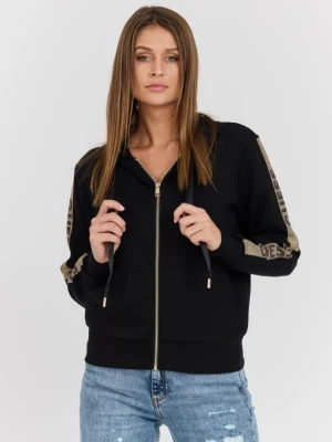 GUESS Czarna damska rozpinana bluza Hood Studs Logo