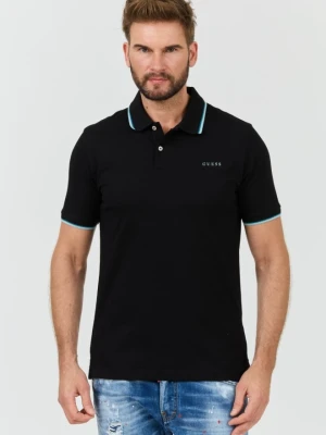 GUESS Czarne męskie polo Lyle, Rozmiar XL