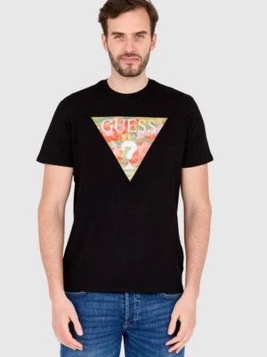 GUESS Czarny bawełniany męski T-shirt slim fit, Rozmiar M