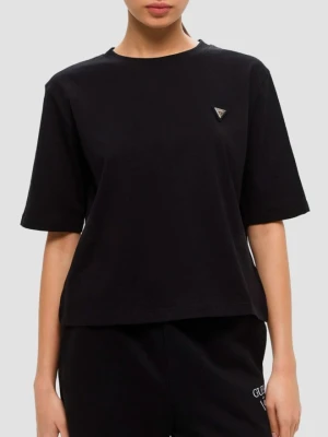 GUESS Czarny bawełniany t-shirt damski Colette Boxy, Rozmiar S