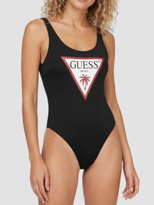GUESS Czarny damski jednoczęściowy strój kąpielowy z logo Violet, Rozmiar M