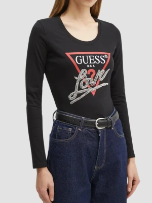 GUESS Czarny damski longsleeve Love Tee, Rozmiar XL