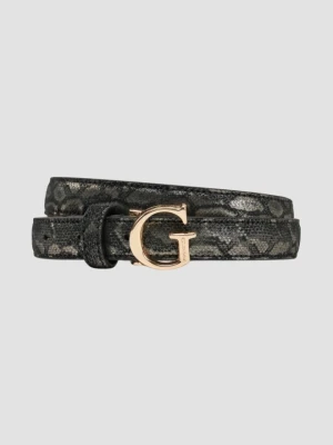 GUESS Czarny damski pasek z printem węża Adj Belt H30, Rozmiar M