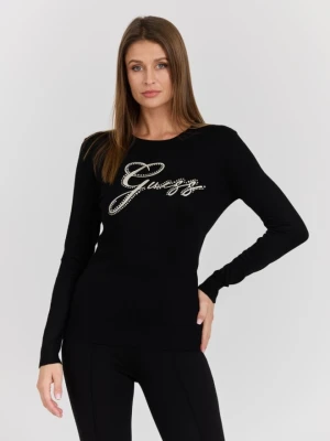 GUESS Czarny damski sweter Olive z haftowanym logo, Rozmiar S