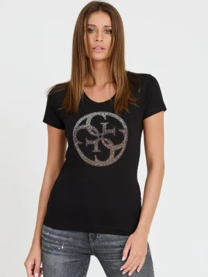 GUESS Czarny damski t-shirt 4G LOGO TEE, Rozmiar S
