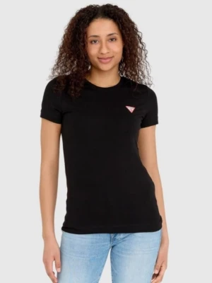 GUESS Czarny damski t-shirt bawełniany Mini Triangle Tee, Rozmiar M